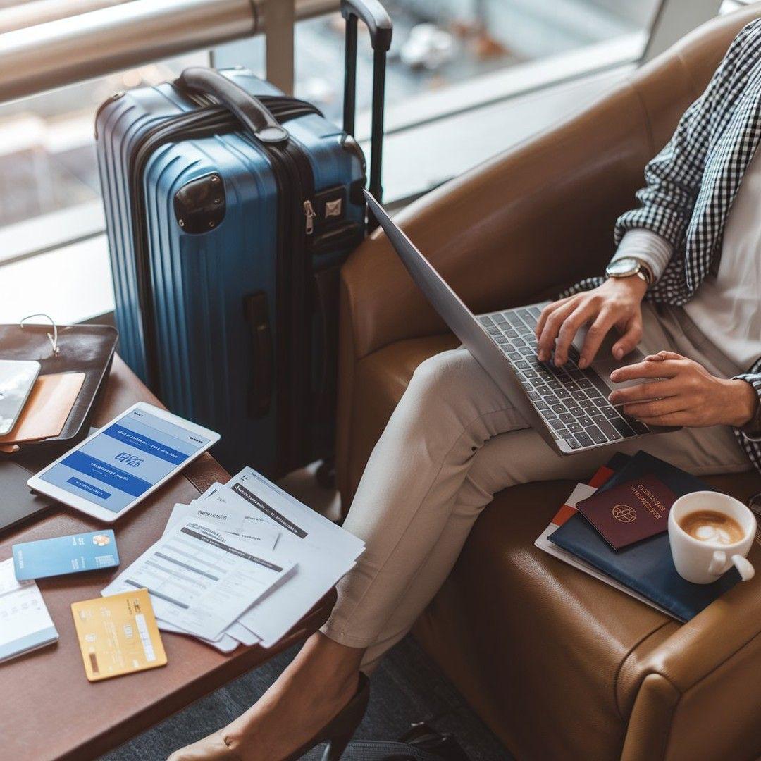 Person working in a luxury lounge