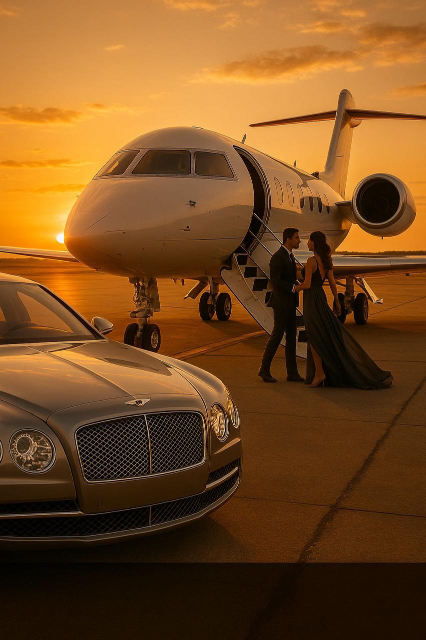 Luxury private jet and car