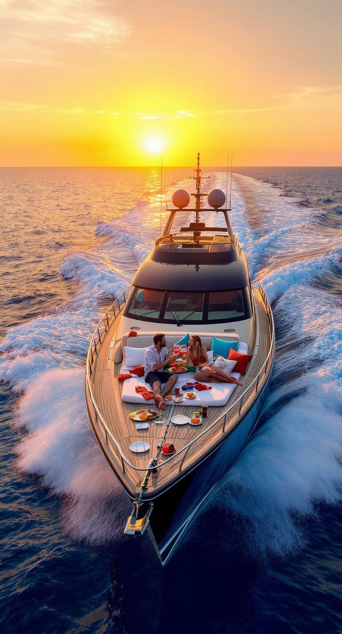 Couple on a luxury yacht